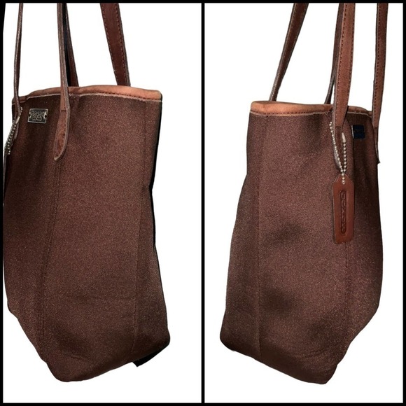 Coach Vintage Neoprene And Leather Brown Tote Bag Purse With Hangtag - Picture 8 of 15